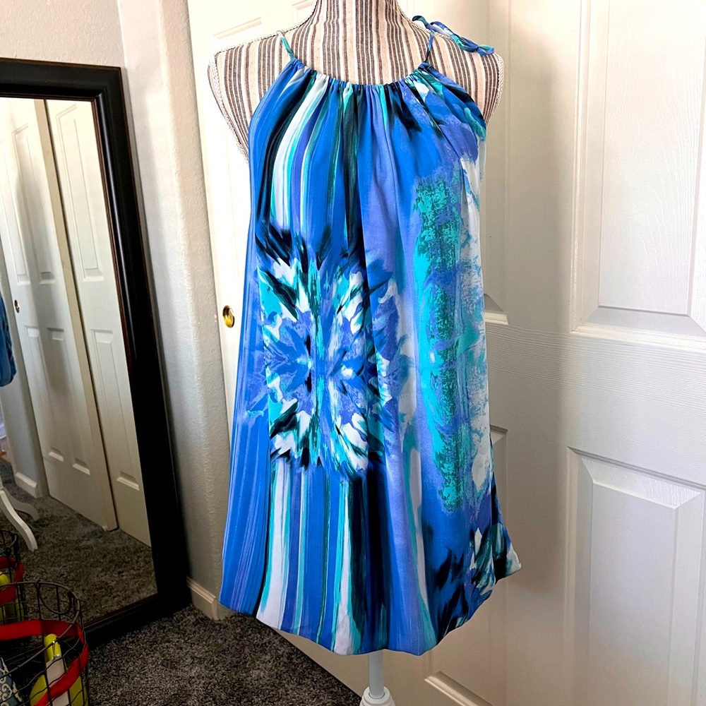 Bcbgmaxazria Blue Abstract Patterned Mini Dress W… - image 1